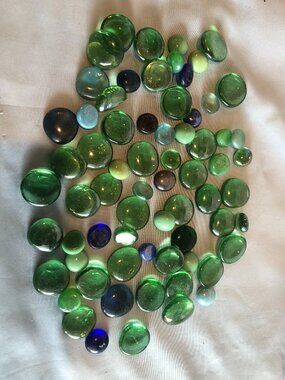 LOT Of Mostly Green with Blue Vase Filler Gems Stones #F49